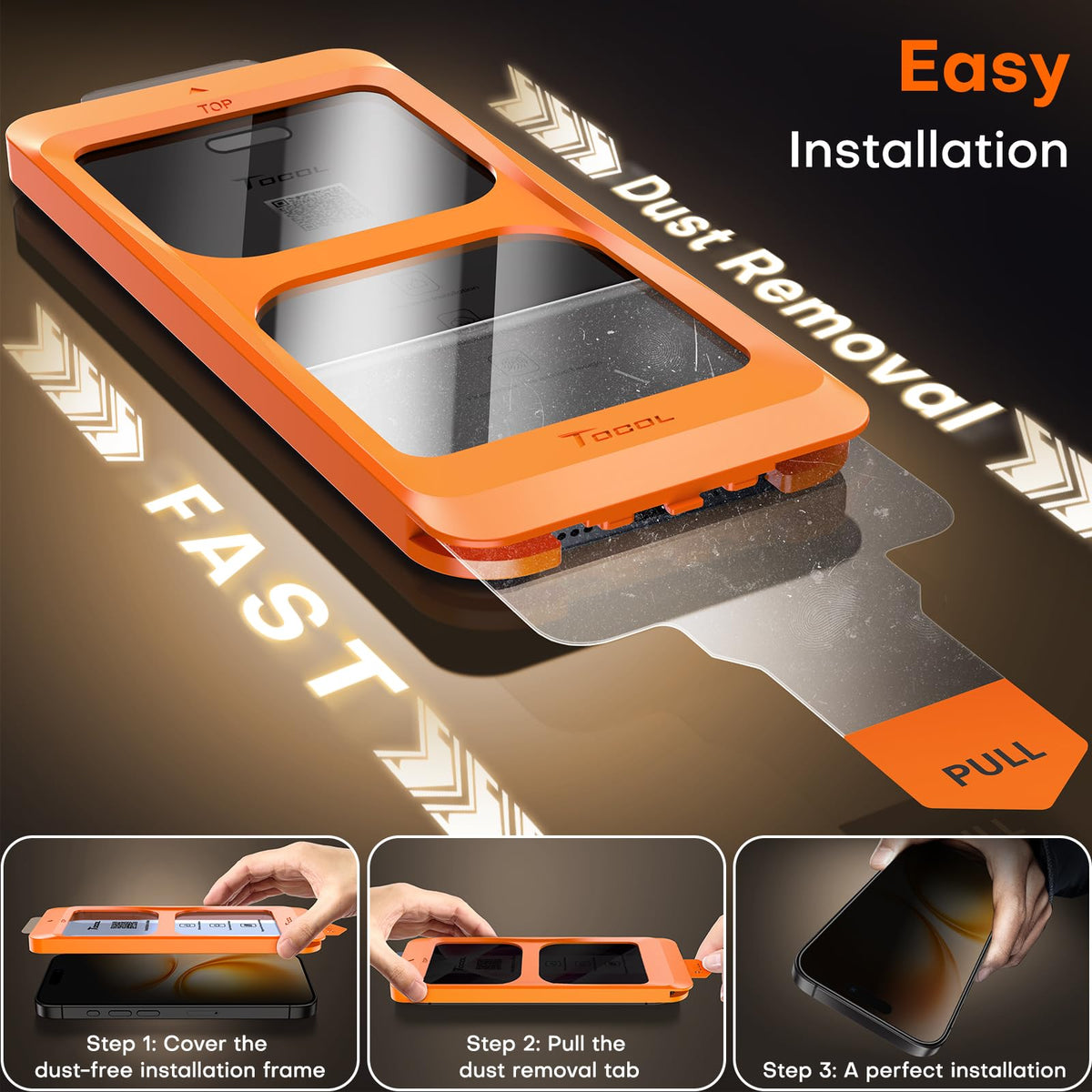 TOCOL for iPhone 17 Pro Max Screen Protector, Easy Installation