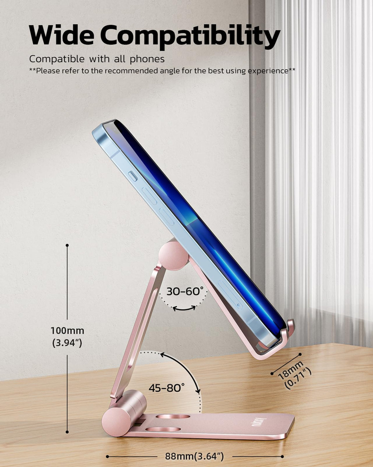 Nulaxy Full Aluminum Dual Folding Cell Phone Stand for Desk, Purple