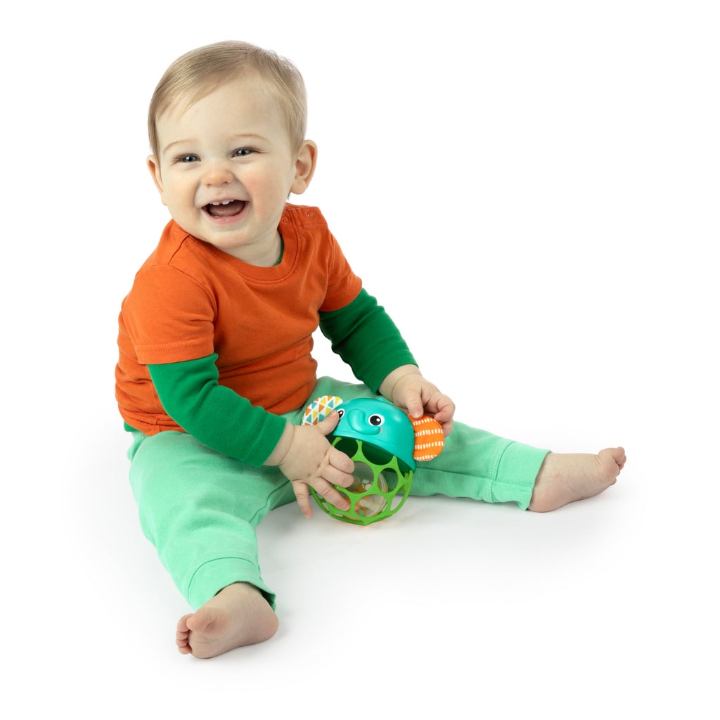 Bright Starts Oball Easy Grasp Classic Ball BPA-Free Infant Toy in Red, Yellow, Green, Blue, Age Newborn and up, 4 Inches