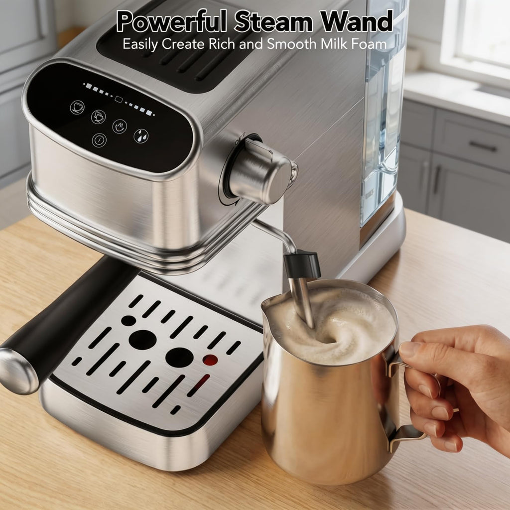 Kismile 20 Bar Stainless Steel Espresso Machine with Steam Milk Frother