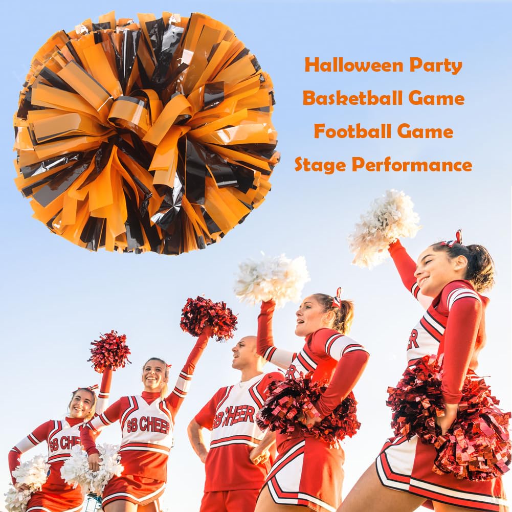 Hooshing 2/6/12PCS Pom Poms Cheerleading with Baton Handle Cheerleader Pompoms for Cheering Sports Games Dancing Party Team Spirit