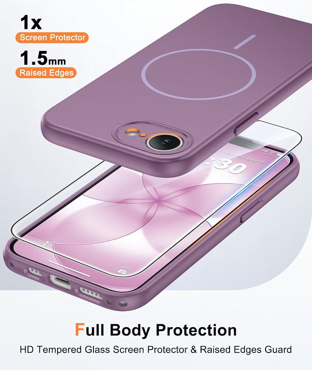 FNTCASE for iPhone 17E/16E Case Matte Lavender: Compatible with MagSafe