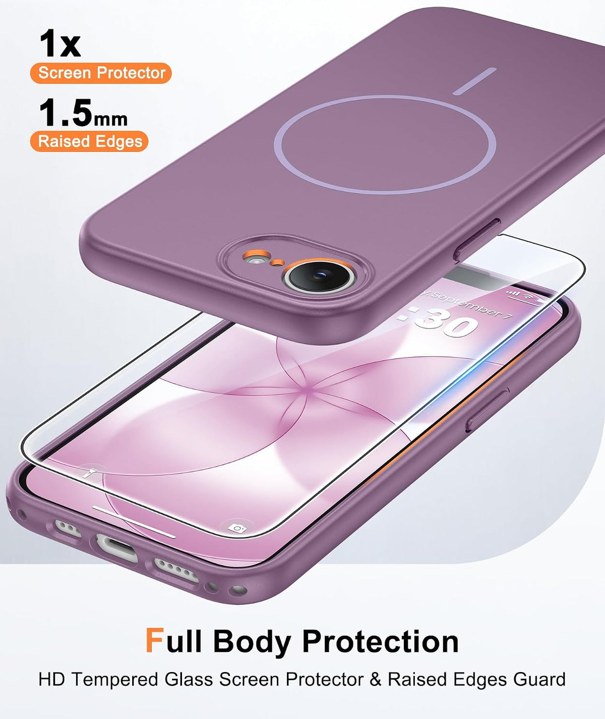 FNTCASE for iPhone 17E/16E Case Matte Lavender: Compatible with MagSafe