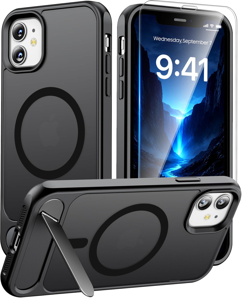 Magnetic for iPhone 15 Case with Stand, Clear