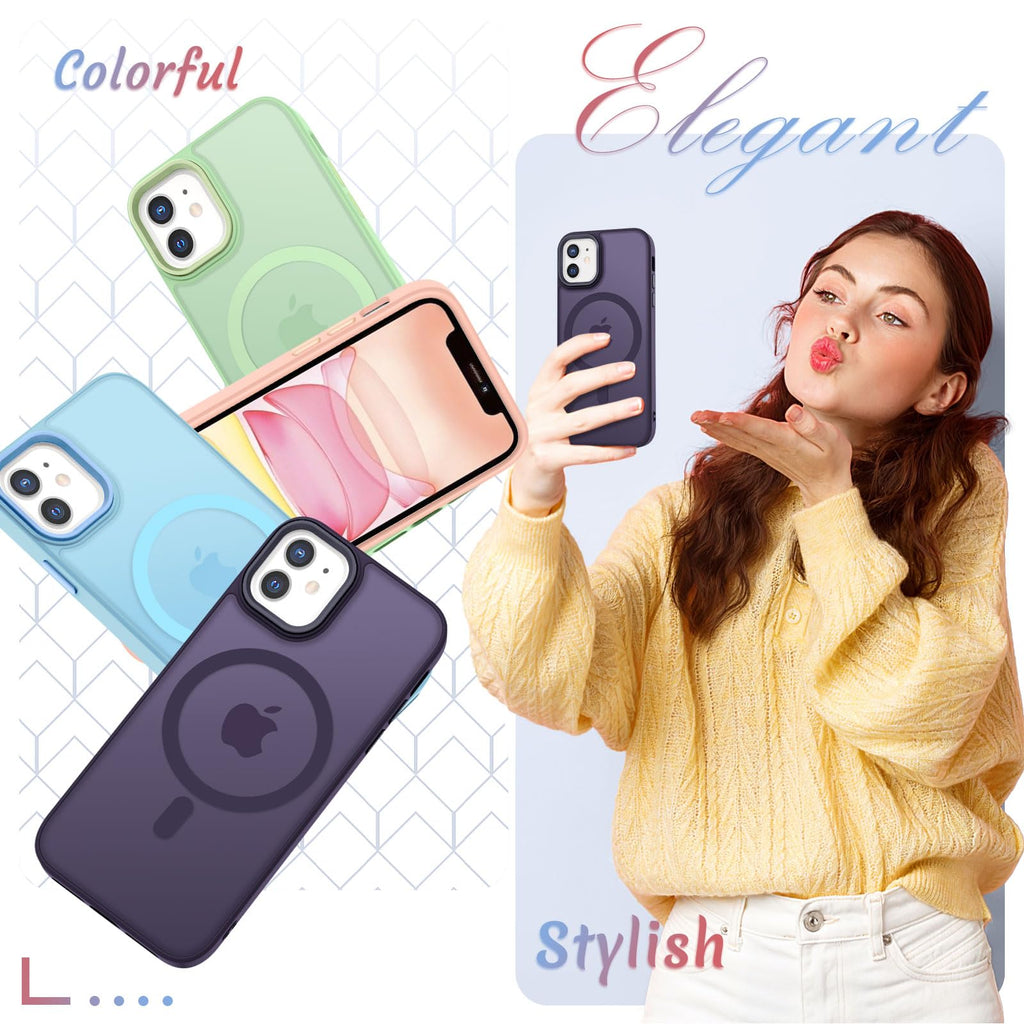YENAPOON for iPhone 14 Case, iPhone 13 Case, Matte Magnetic Case, Black