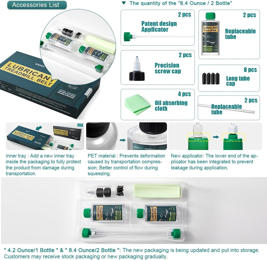 SEKODAY Silicone Treadnmill Belt Lubricants/Lubes, High Temperature Resistant and Stable Lubricant,with Hard Application Tubes and Precision Screw Caps for Easy Use