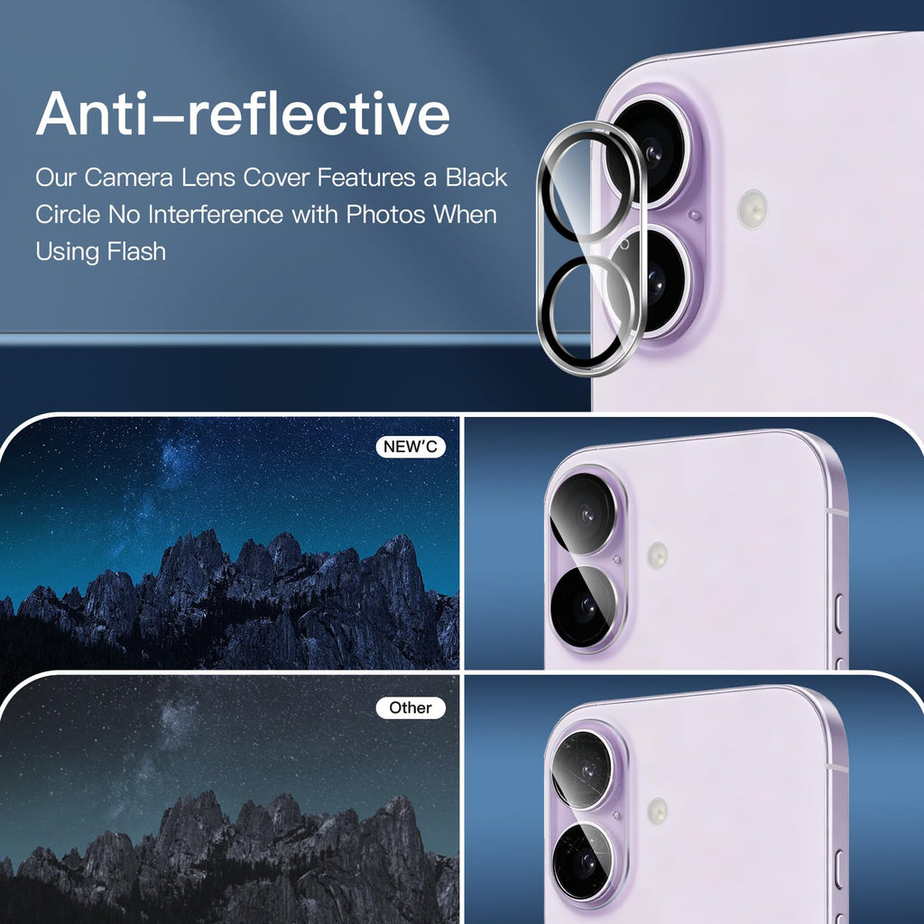 NEW'C for iPhone 16 Pro Screen Protector + Camera Lens Protector + Tool