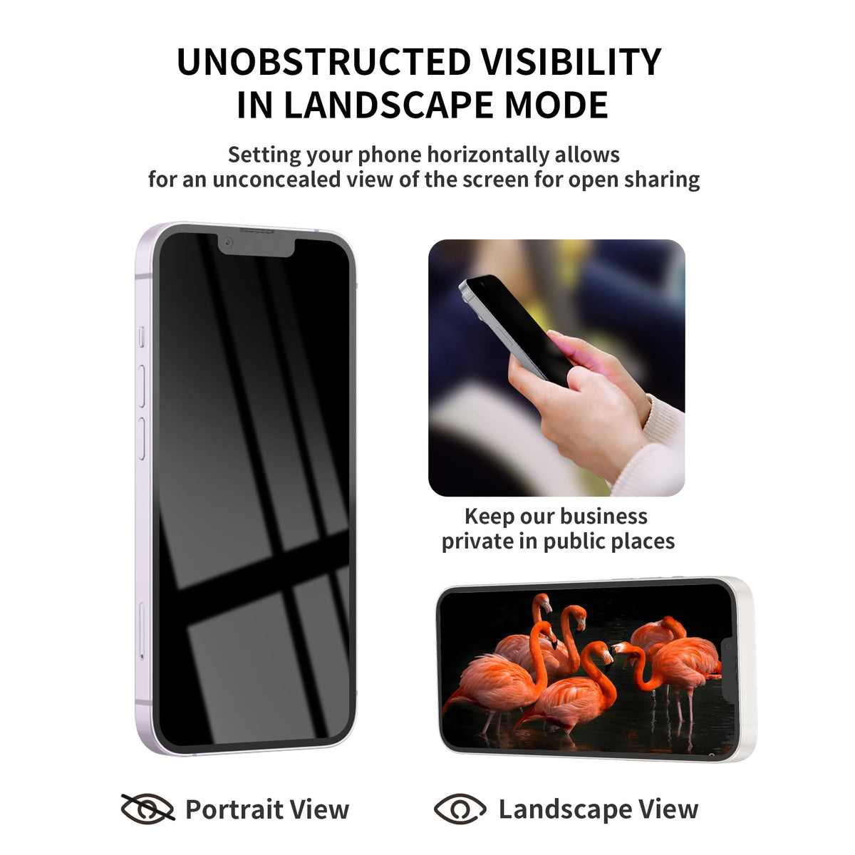 2 Pack Privacy Screen Protector for iPhone 14 Pro Max Purple