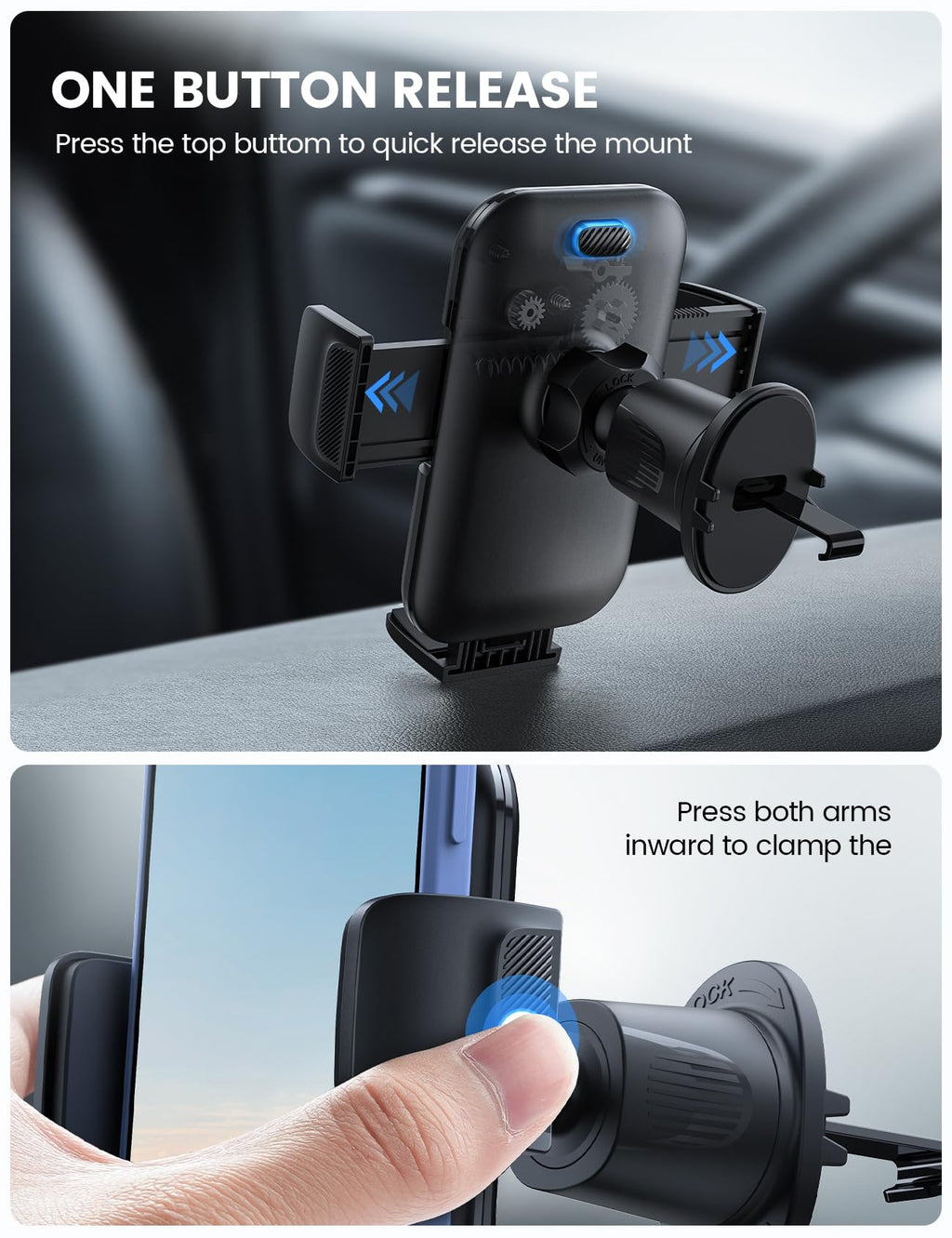 Lamicall 2026 Wider Clamp & Metal Hook Car Phone Holder Vent Accessories