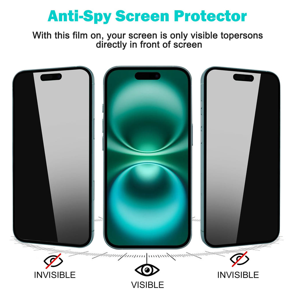 PEHAEL for iPhone 18 Pro Privacy Screen Protector+Camera Lens Protector