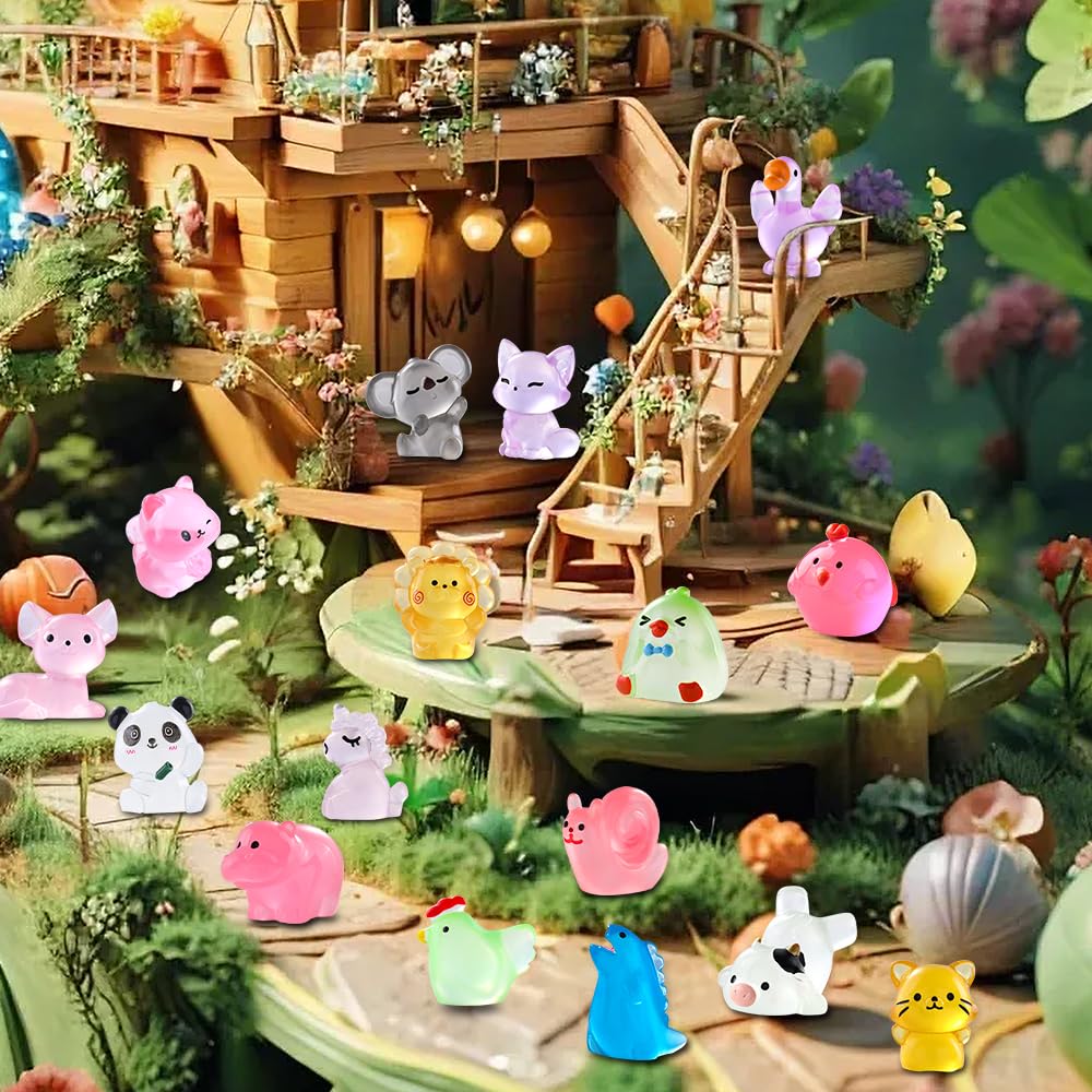 DIYDEC 40PCS Christmas Mini Ducks Figures Toys Miniature Resin Animal Decor
