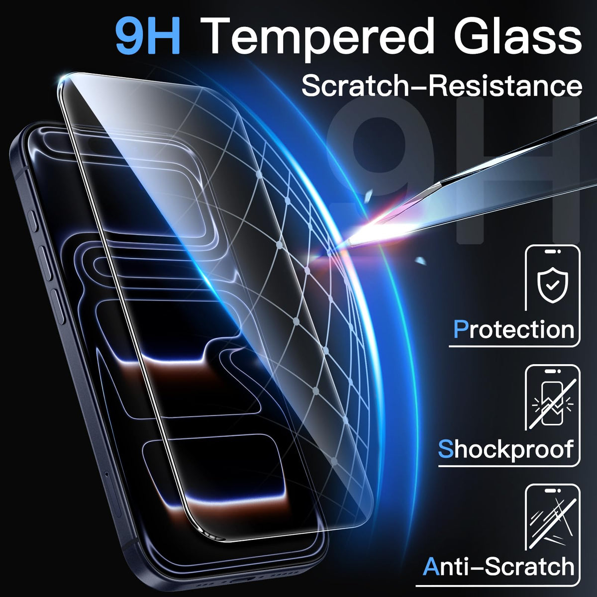 JETech Screen Protector for iPhone 18 Pro Max/17 Pro Max, 3-Pack