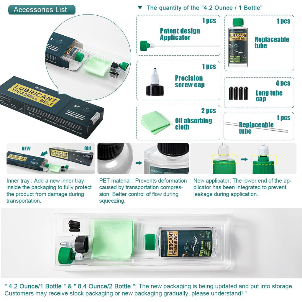 SEKODAY Silicone Treadnmill Belt Lubricants/Lubes, High Temperature Resistant and Stable Lubricant,with Hard Application Tubes and Precision Screw Caps for Easy Use