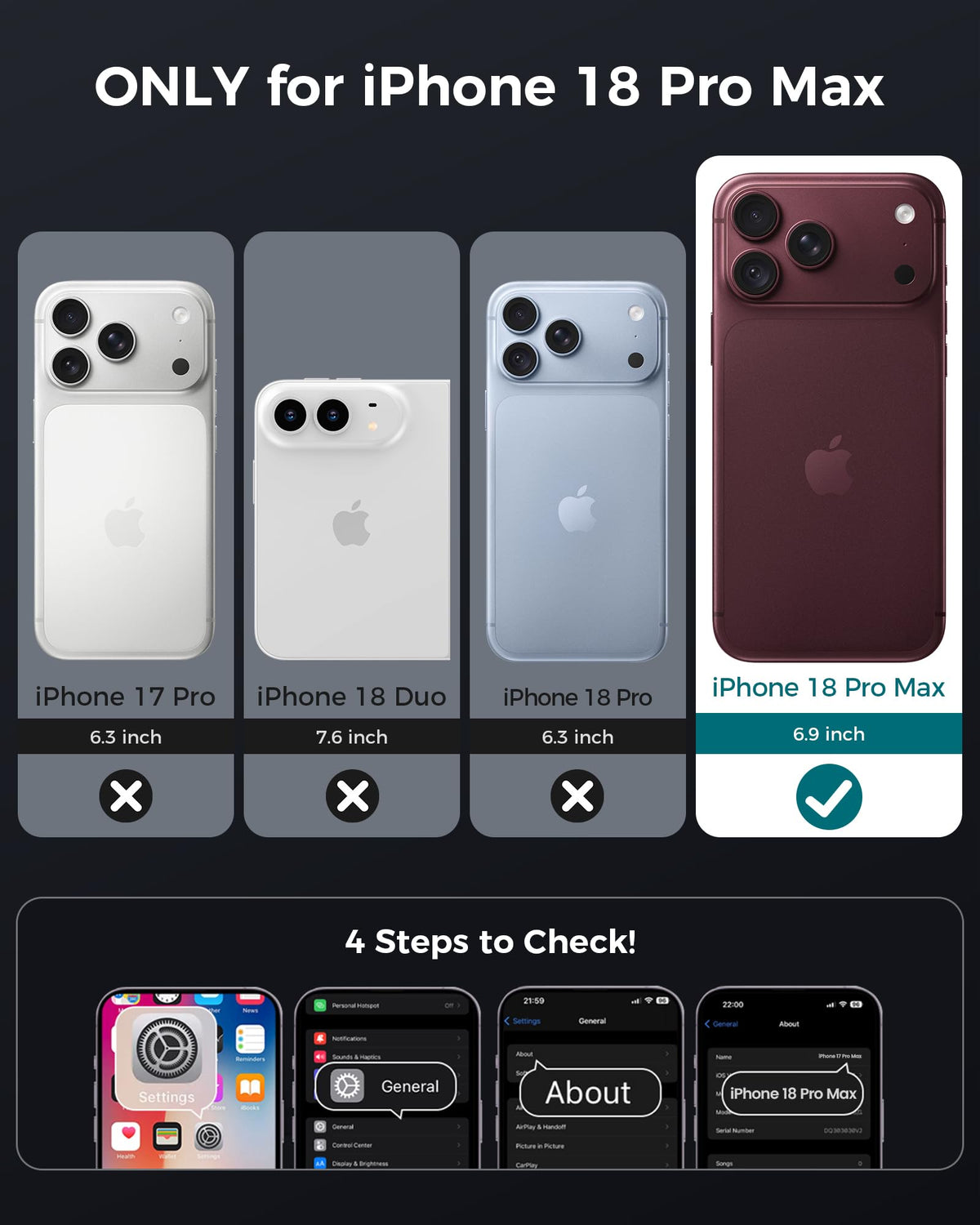 Goton 3 in 1 for iPhone 17 Pro Case with Privacy Screen Protector Blue