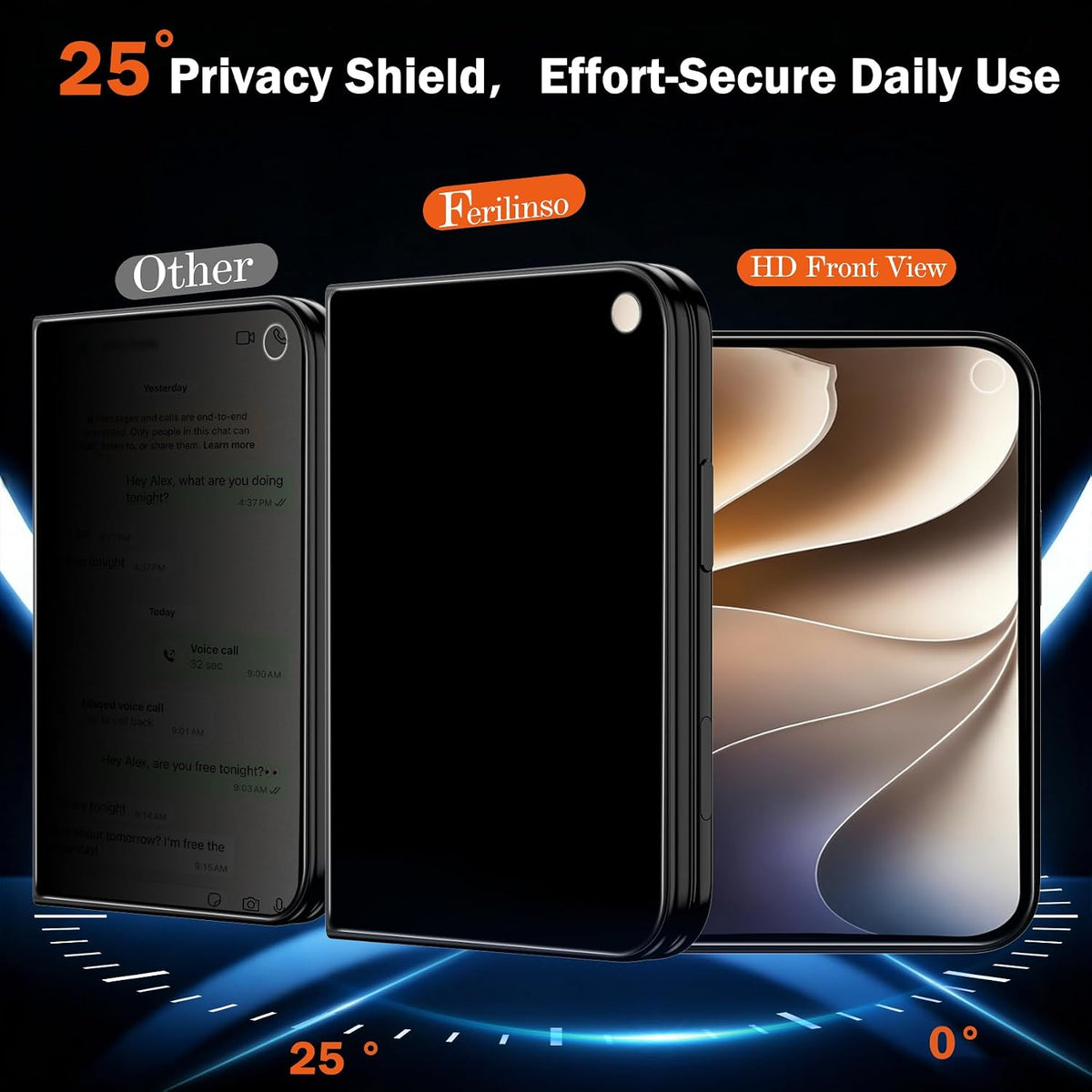 Ferilinso 3 Pack Privacy Screen Protector for iPhone Duo, Tempered Glass