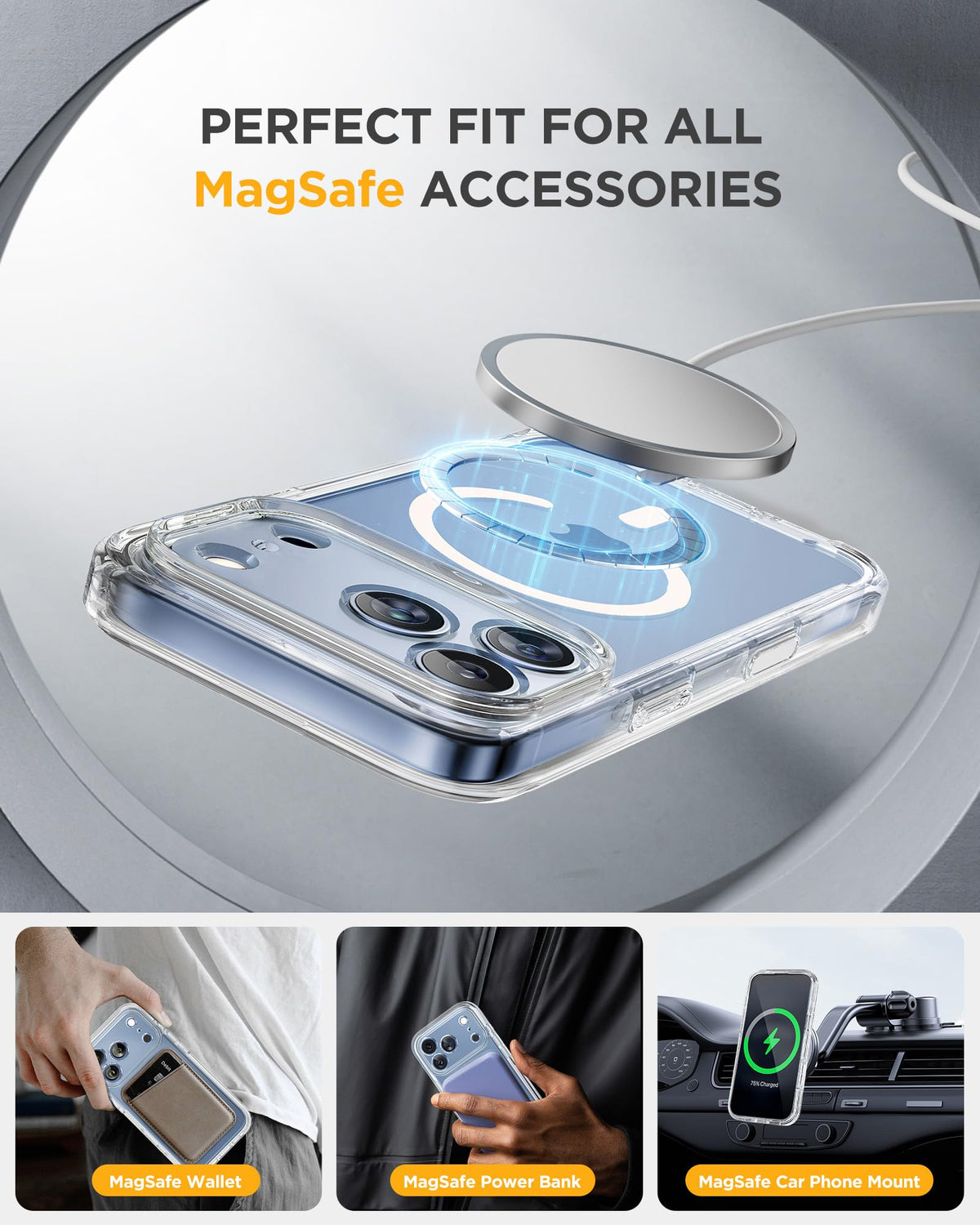 Miracase for iPhone 15 Pro Case 6.1'',with Private Screen Protector,Black