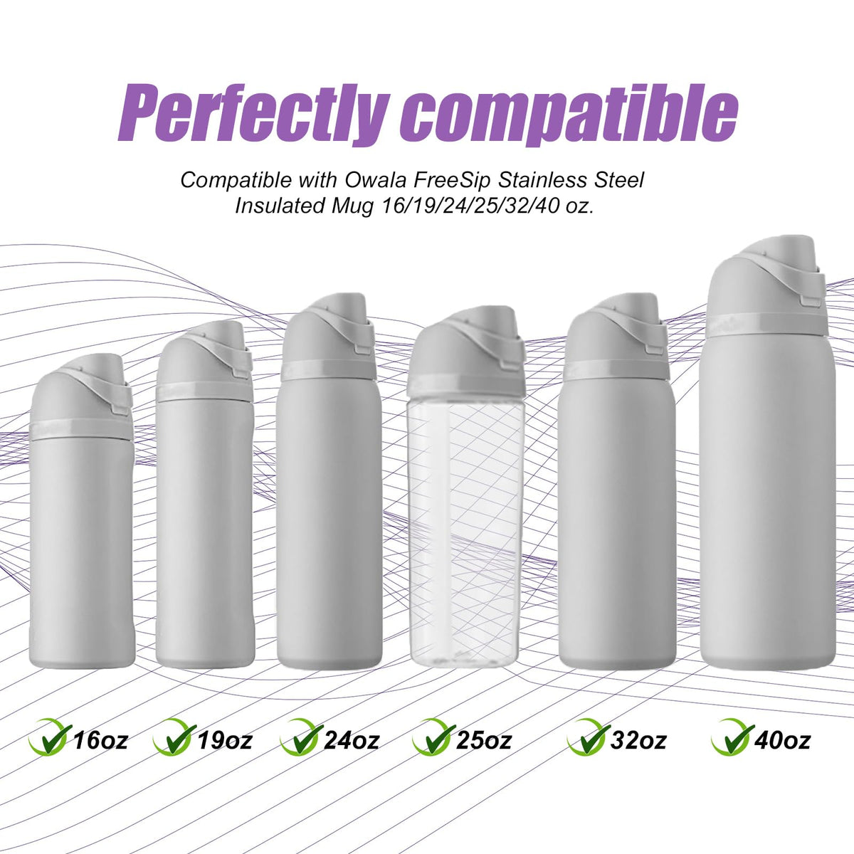4 Sets Replacement Lid Stopper & Ring Gasket for Owala FreeSip 24oz 32oz