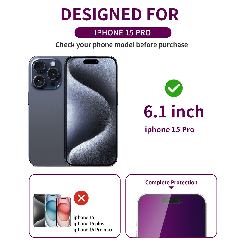 2 Pack Privacy Screen Protector for iPhone 14 Pro Max Purple