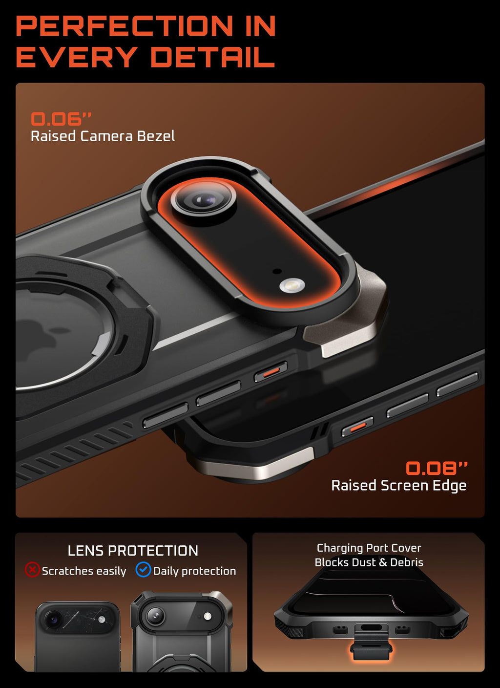 SUPCASE for iPhone 18 Pro Max Case/ 17 Pro Max Case with Stand, Black