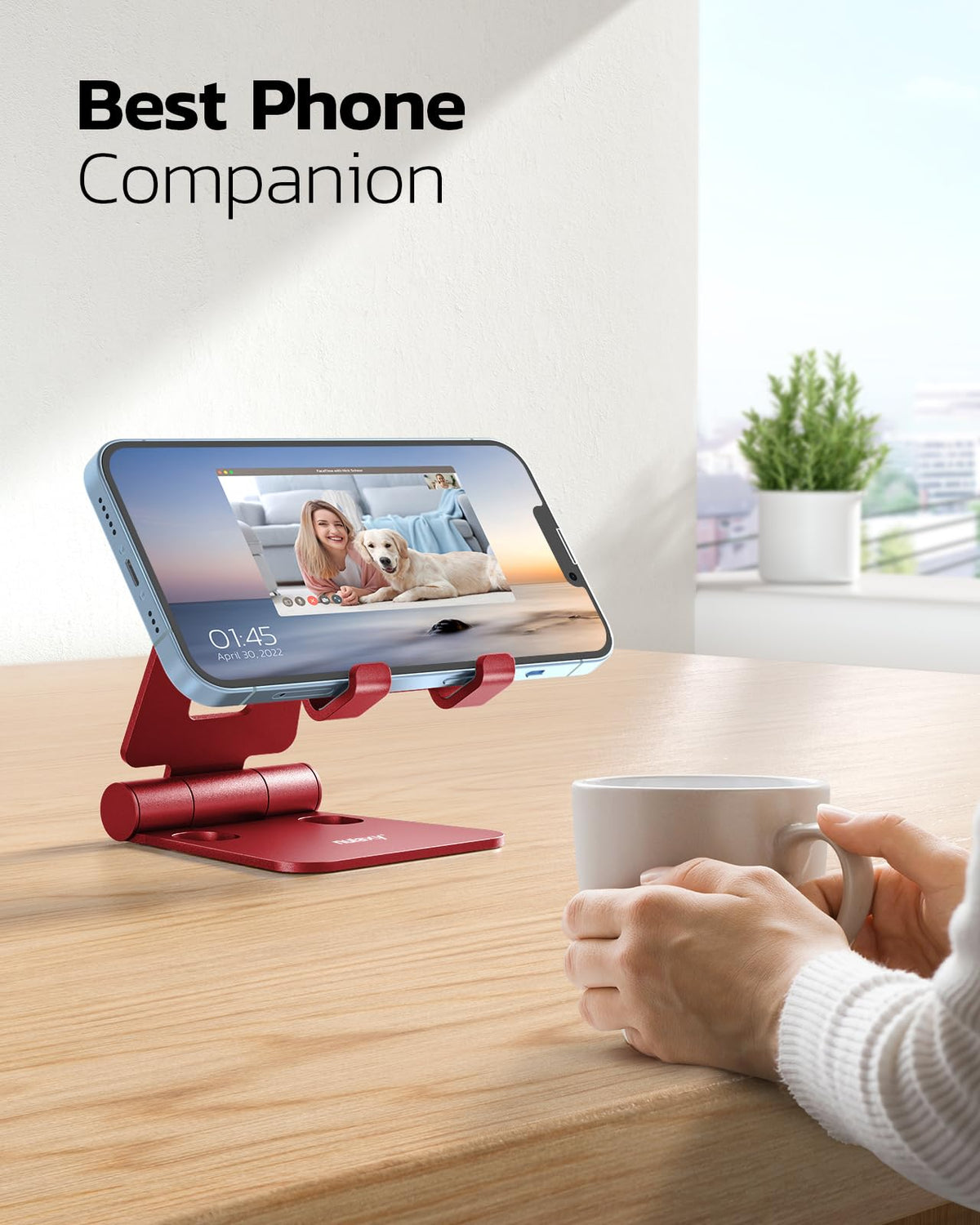 Nulaxy Full Aluminum Dual Folding Cell Phone Stand for Desk, Purple