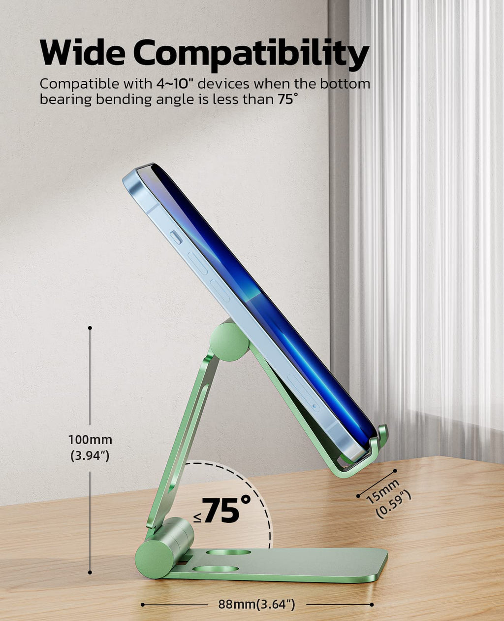 Nulaxy Full Aluminum Dual Folding Cell Phone Stand for Desk, Purple