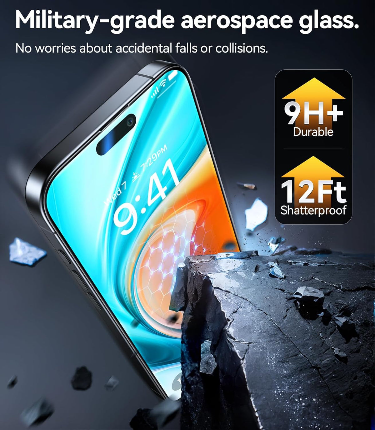 TORRAS 2-Pack for iPhone Air Screen Protector [12Ft Military-Grade Shatterproof] [9H+ Aerospace Tempered Glass] Anti-Scratch Full Coverage Fit