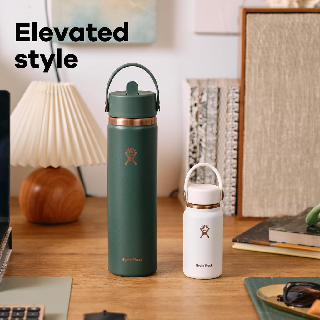 Hydro Flask Water Bottle - Insulated Stainless Steel - Wide Straw Lid, Non Spill, Leakproof in 24 Oz Harbor Blue