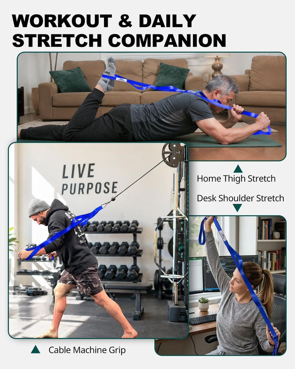 Trideer Stretching Strap with Loops, Yoga Strap, Stretch Bands for Exercise