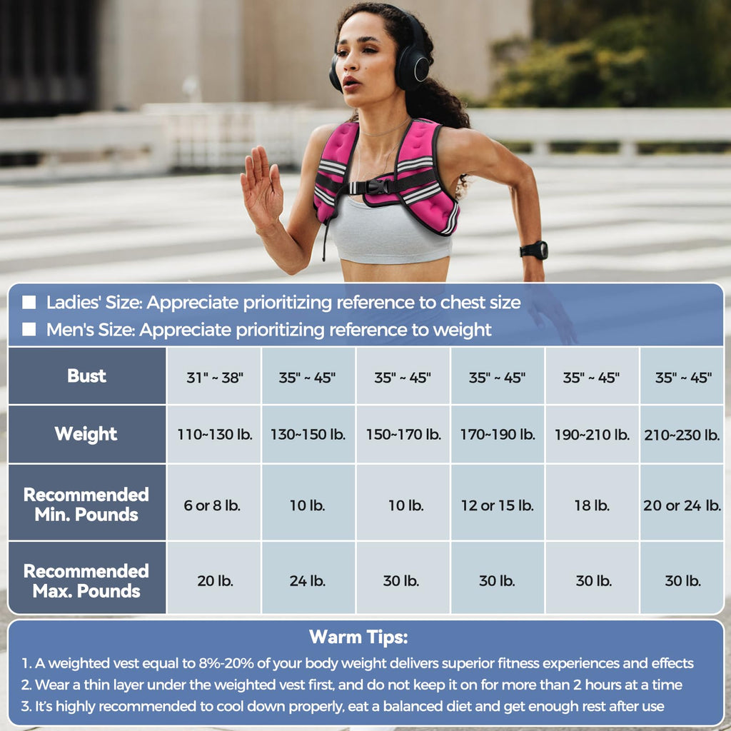Zeerun Weighted Vest, 6/8/10/12/15/18/20/24/30LB for Men Women