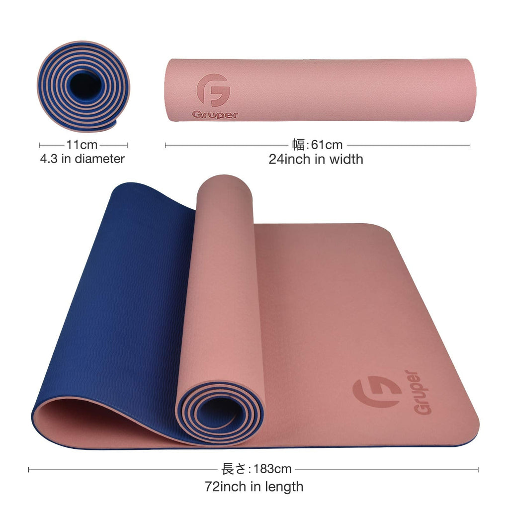 Gruper Yoga Mat Non Slip, Eco Friendly Exercise Mat with Carrying Strap
