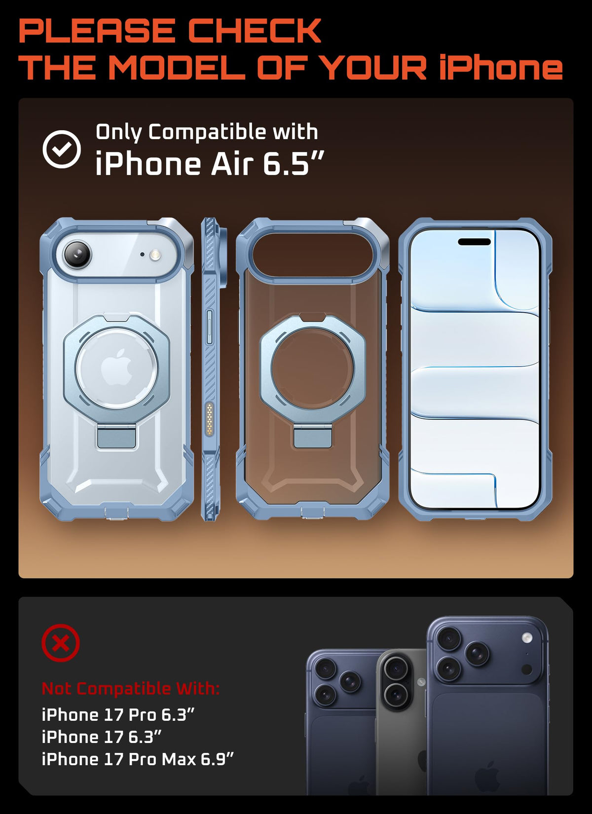 SUPCASE for iPhone 18 Pro Max Case/ 17 Pro Max Case with Stand, Black