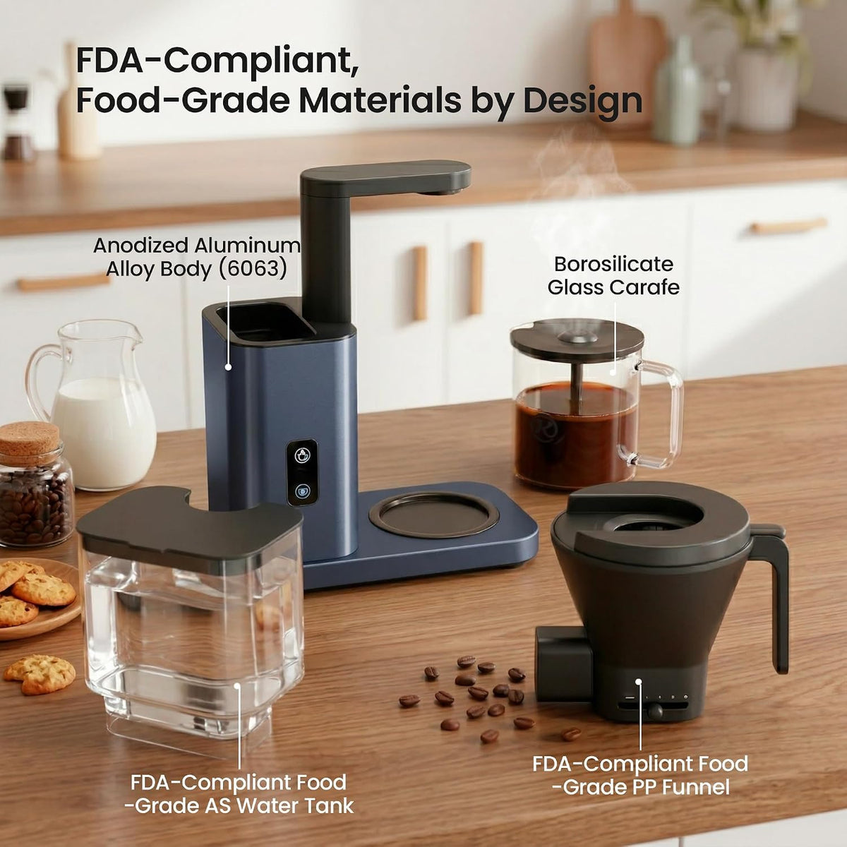 Kismile SCA-Certified 8-Cup Drip Coffee Maker with Pour-Over Control