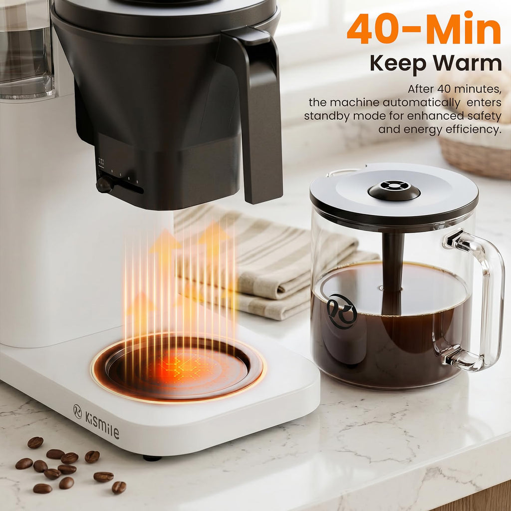 Kismile SCA Certified 8-Cup Coffee Maker, 6-Min Quick Brew, Hot & Cold Brew Coffee Machine, Adjustable Flow Control, Magnetic Anti-Drip, Keep Warm, DIY Manual Mode, Dishwasher Safe, Olive Green