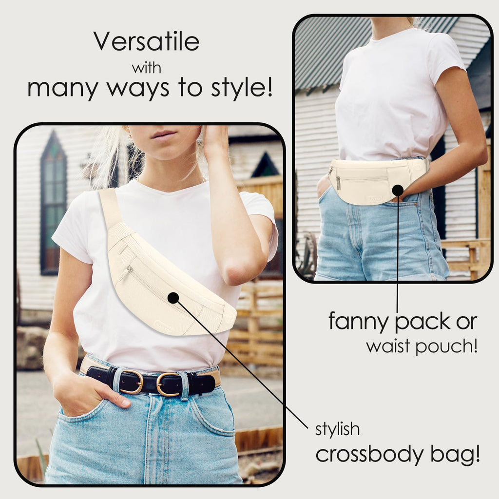 MAXTOP Large Fanny Pack for Women Men Crossbody Bag with 4-Zipper Pockets