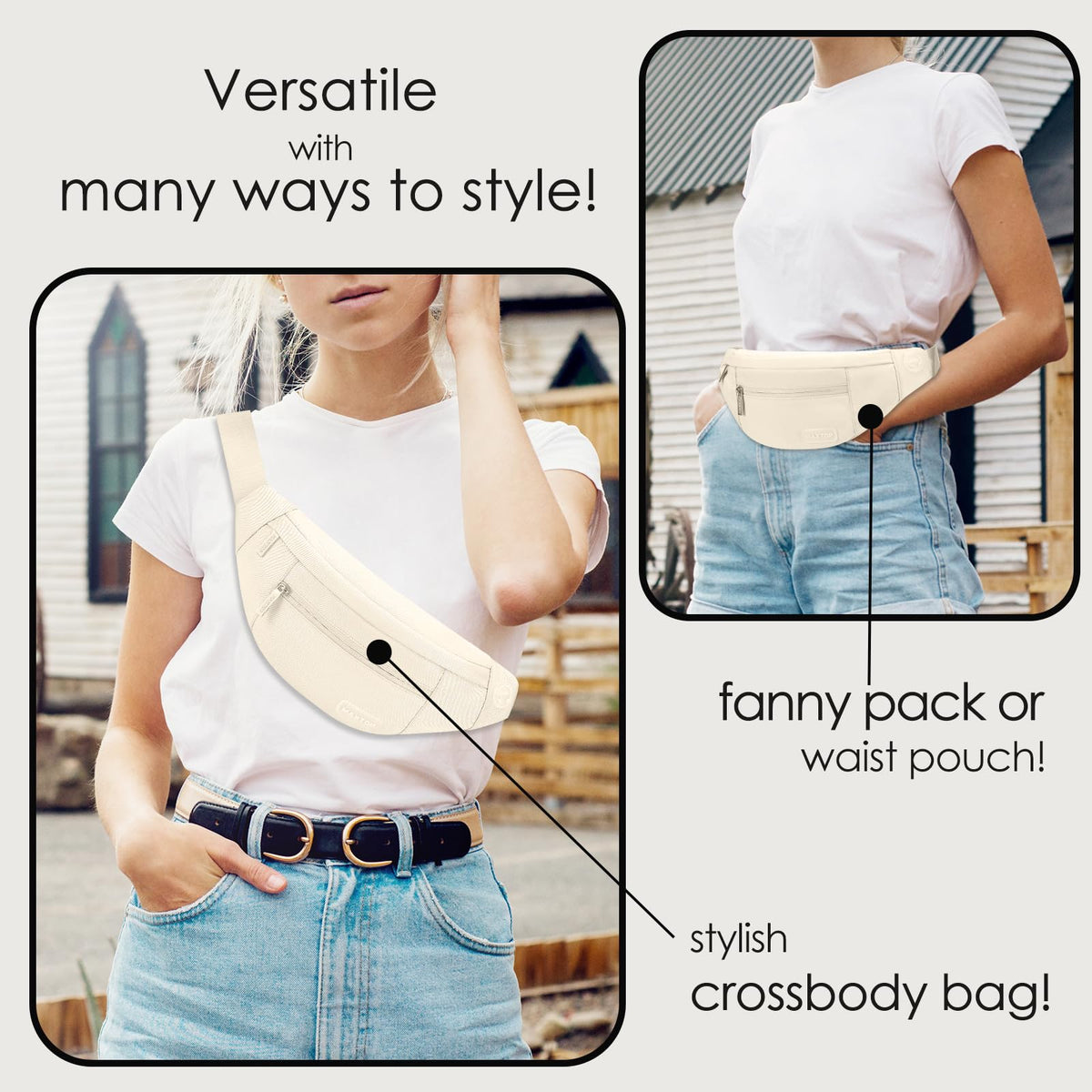MAXTOP Large Fanny Pack for Women Men Crossbody Bag with 4-Zipper Pockets