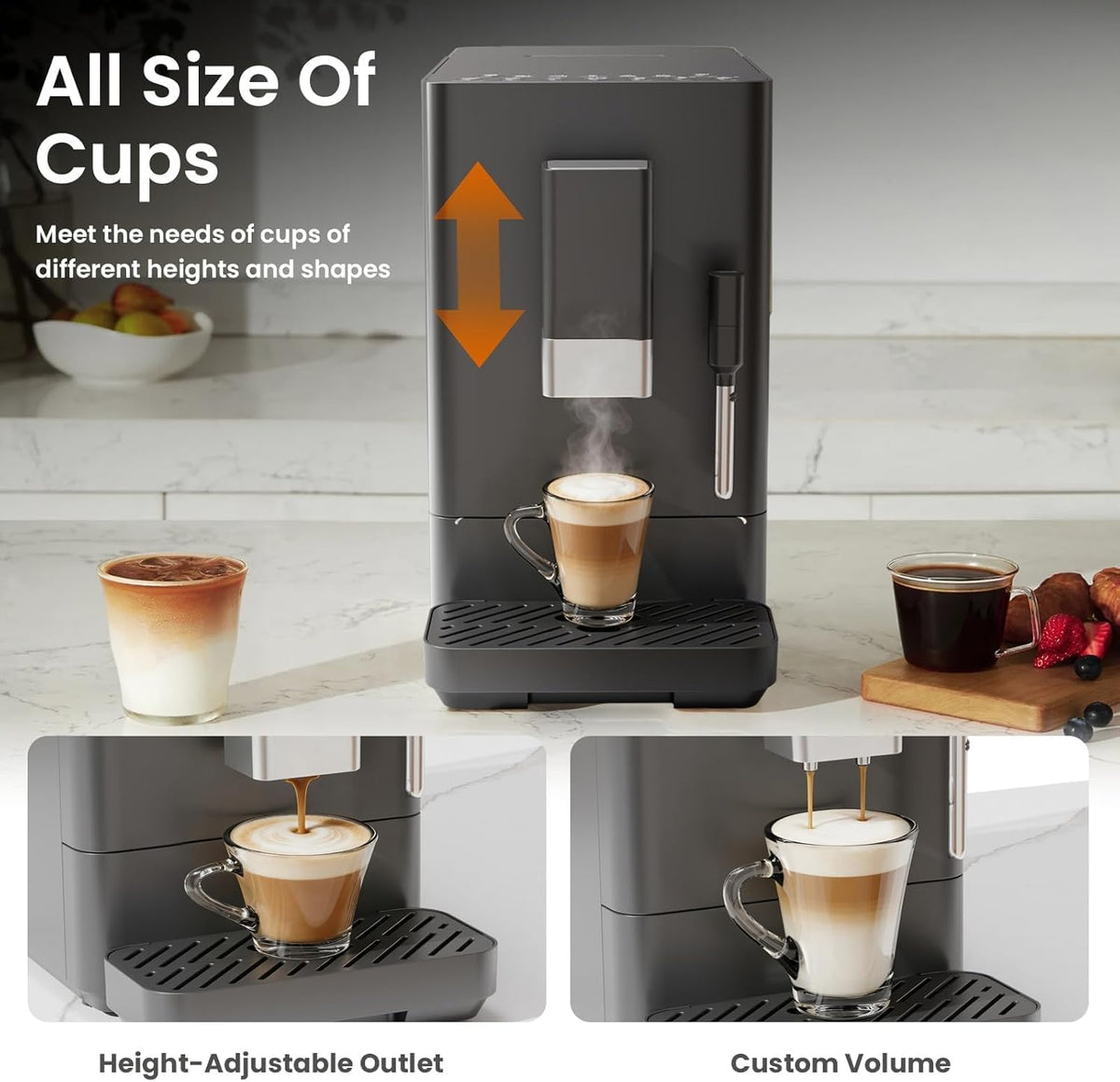 Kismile 20 Bar Automatic Espresso Machine, Brew and Grind Coffee Maker