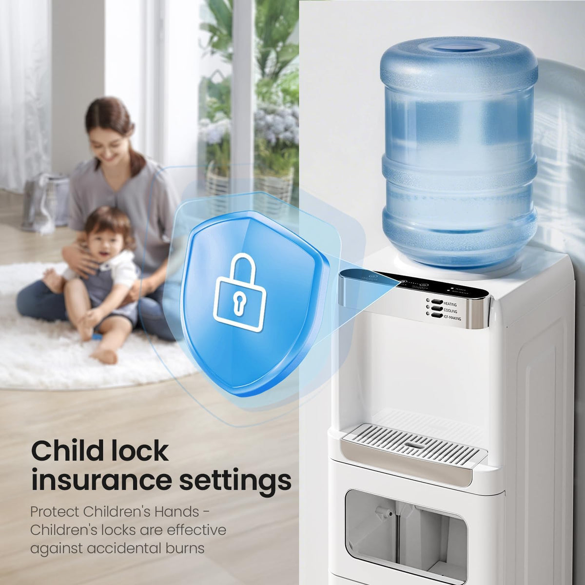 Kismile Water Dispenser with Ice Maker, 3 in 1 Water Cooler, Top Loading