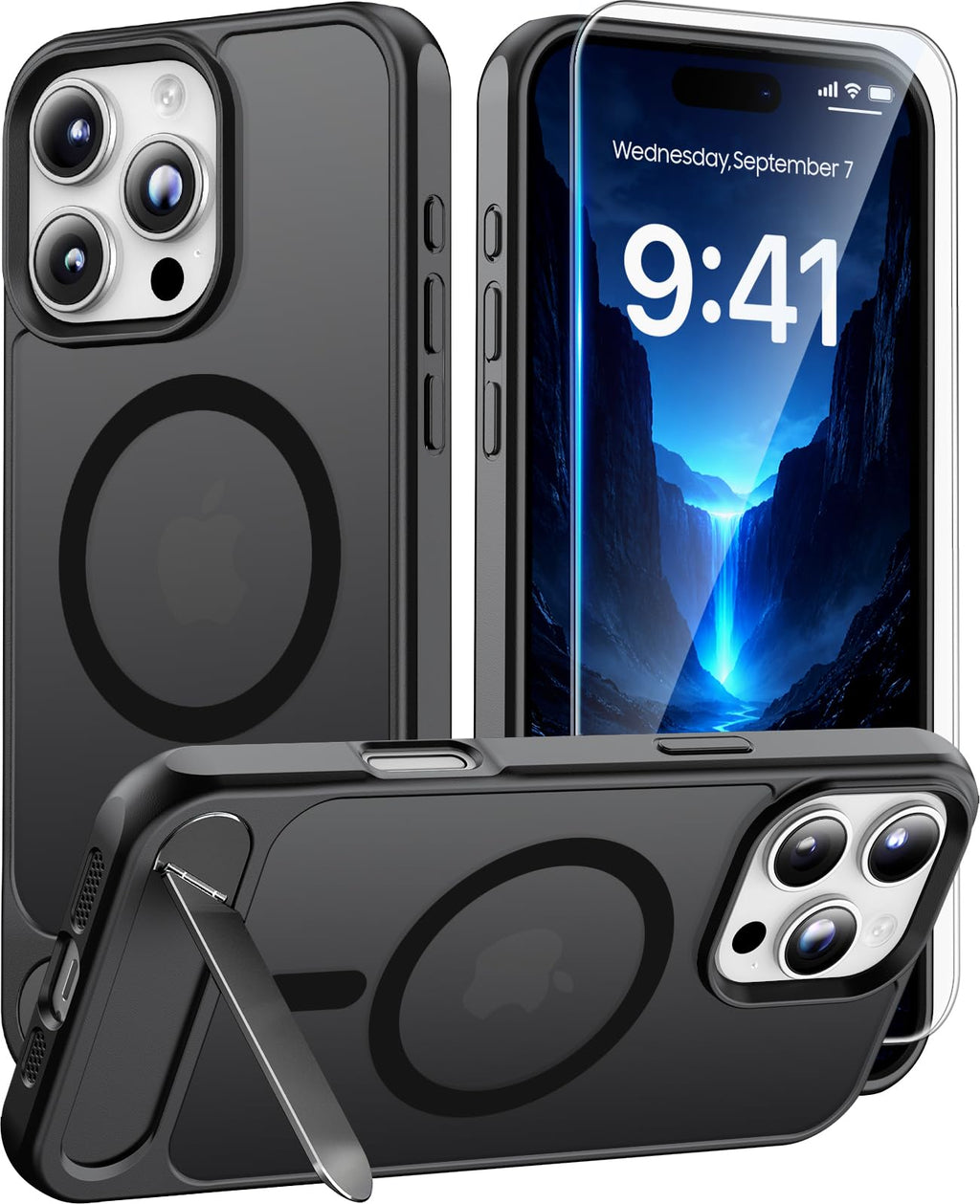 Magnetic for iPhone 15 Case with Stand, Clear