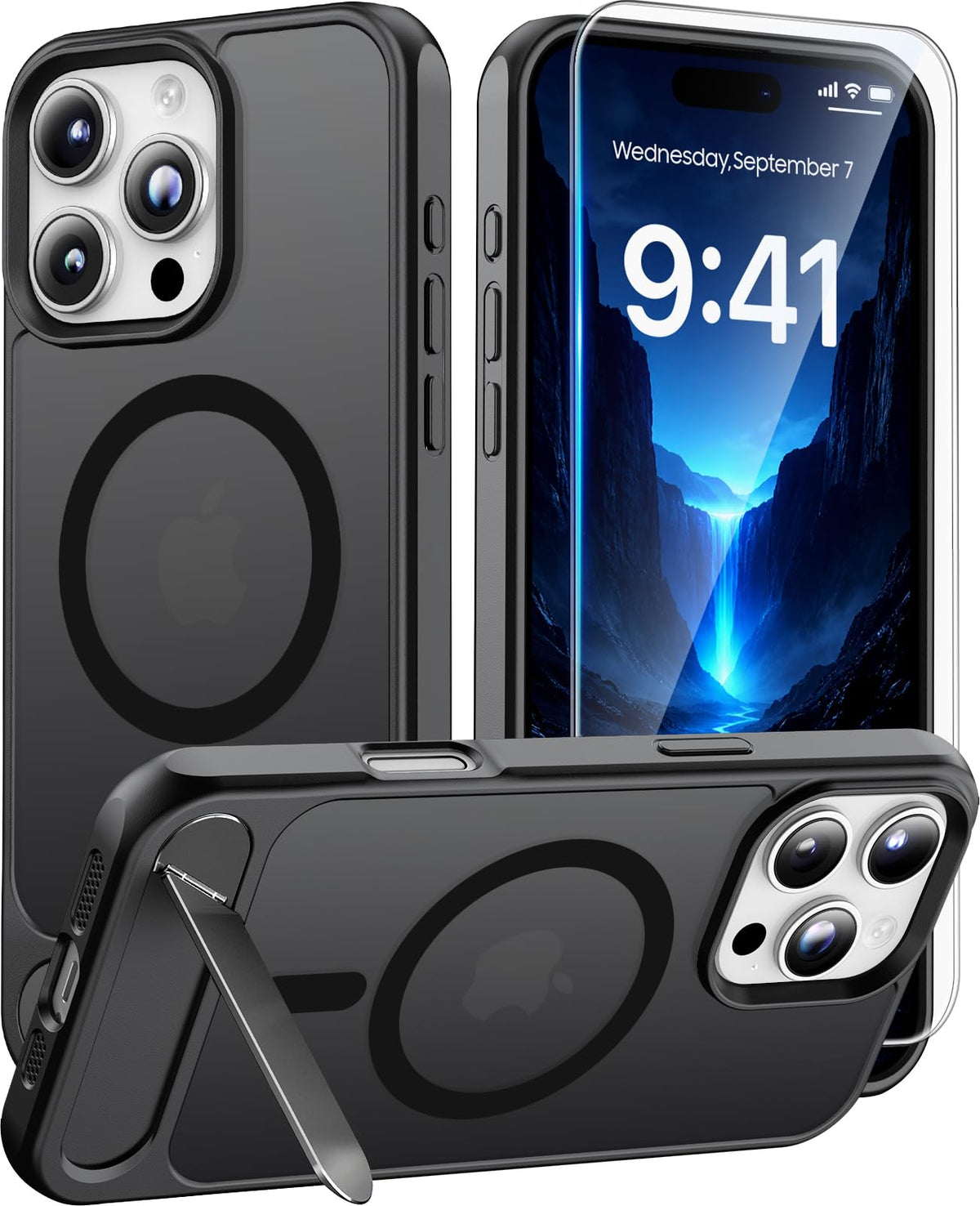 Magnetic for iPhone 15 Case with Stand, Clear