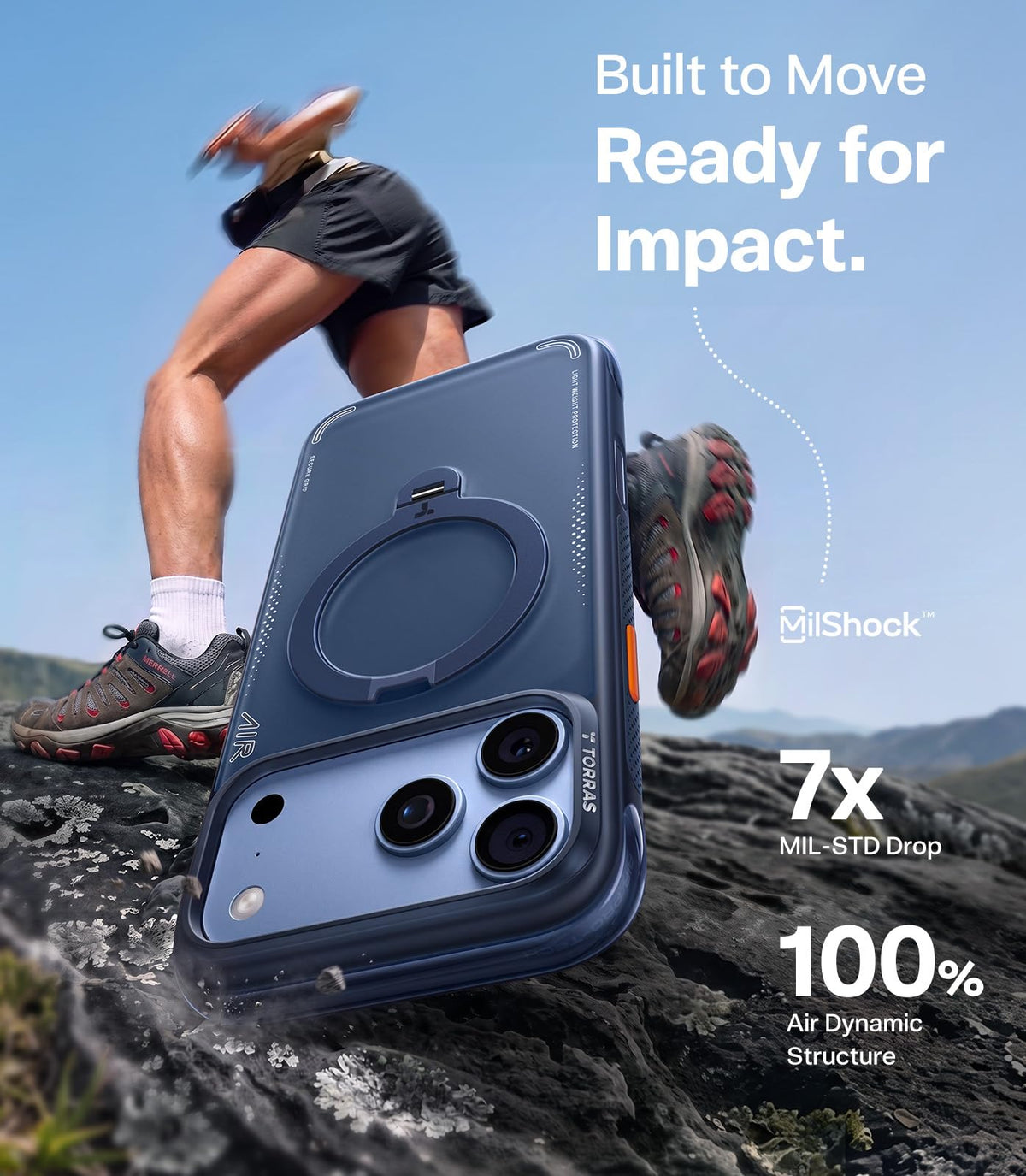 TORRAS Ostand Q3 Air for iPhone 15 Pro Max Case with Stand, Shockproof
