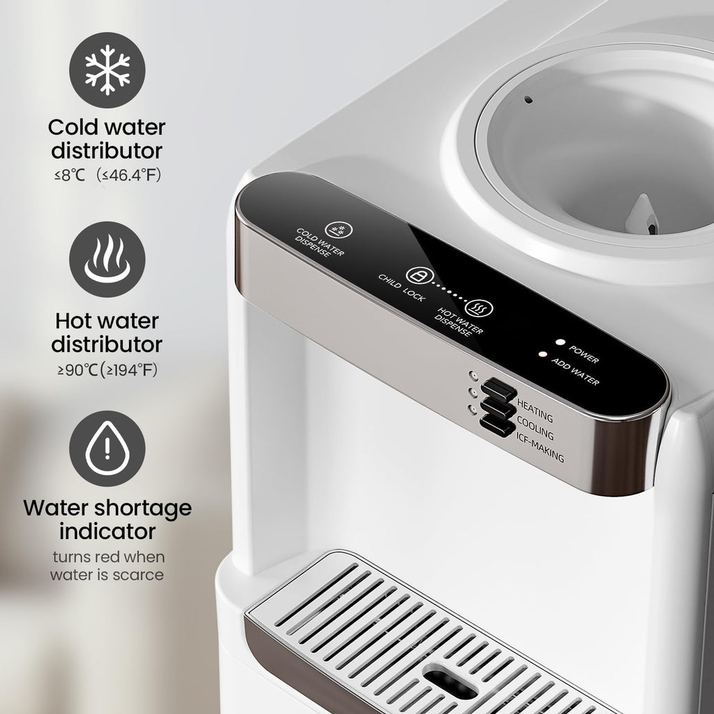 Kismile Water Dispenser with Ice Maker, 3 in 1 Water Cooler, Top Loading