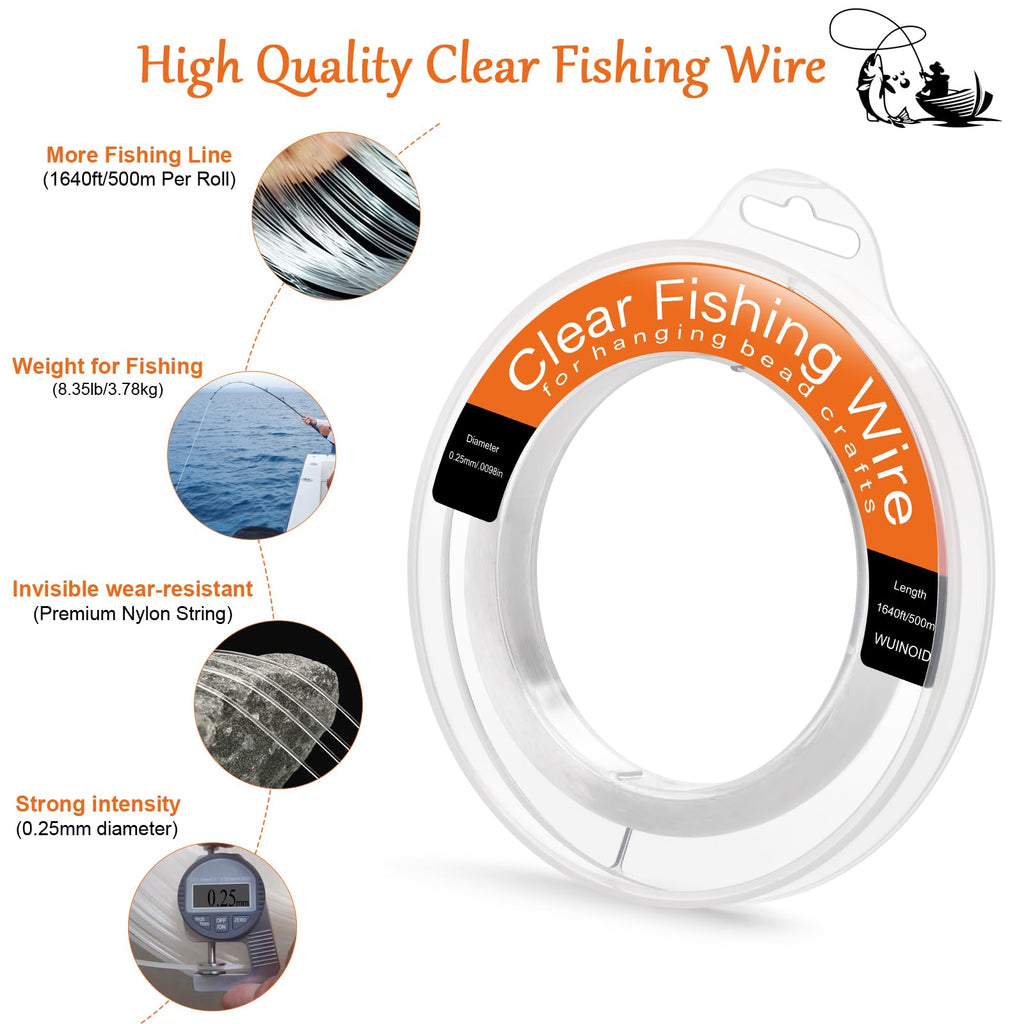 Fishing Line Wire, Clear Monofilament Fishing Line Wire, Nylon Clear Invisible String for Fishing and Hanging Balloons Garland Crafts Decorations WUINOID