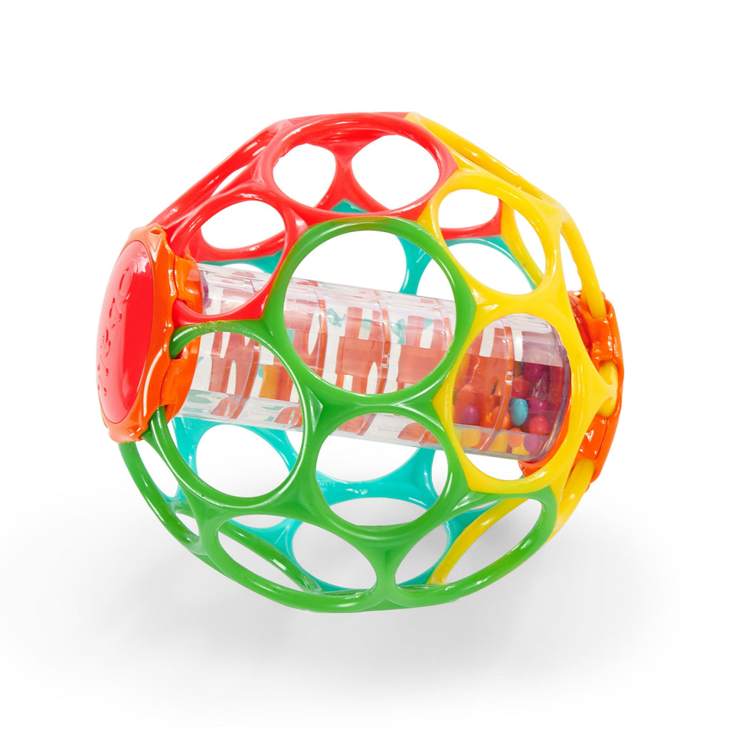 Bright Starts Oball Easy Grasp Classic Ball BPA-Free Infant Toy in Red, Yellow, Green, Blue, Age Newborn and up, 4 Inches