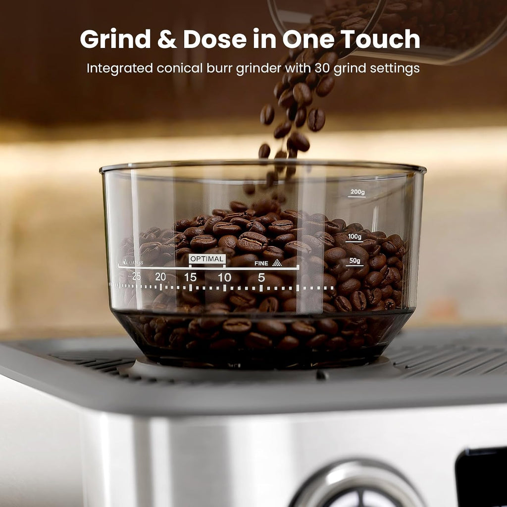 Kismile 20 Bar Dual Boiler Espresso Machine with Grinder & Milk Steamer