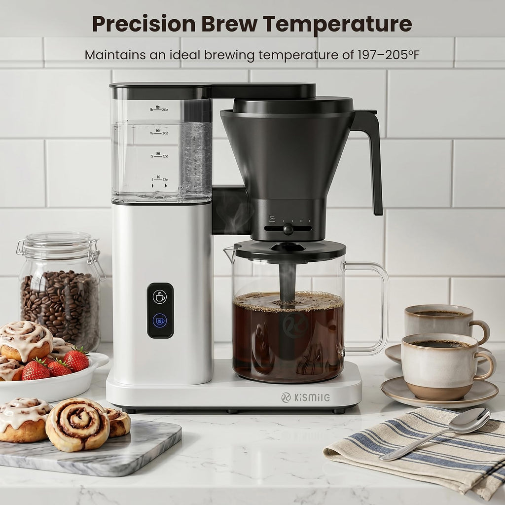 Kismile SCA Certified 8-Cup Coffee Maker, 6-Min Quick Brew, Hot & Cold Brew Coffee Machine, Adjustable Flow Control, Magnetic Anti-Drip, Keep Warm, DIY Manual Mode, Dishwasher Safe, Olive Green