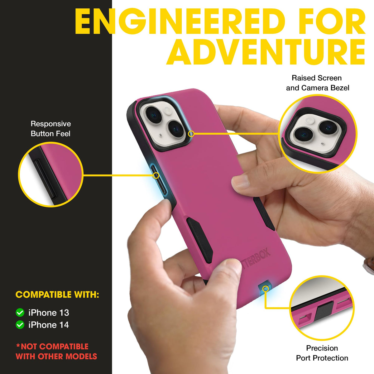 OtterBox iPhone 14, 13 – Commuter Series Slim Case - Pink