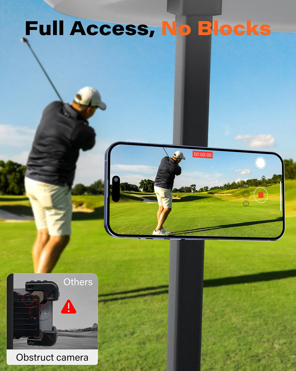 A2C Silver Alloy Magnetic Golf Cart Phone Holder Mount, Golf Accessories