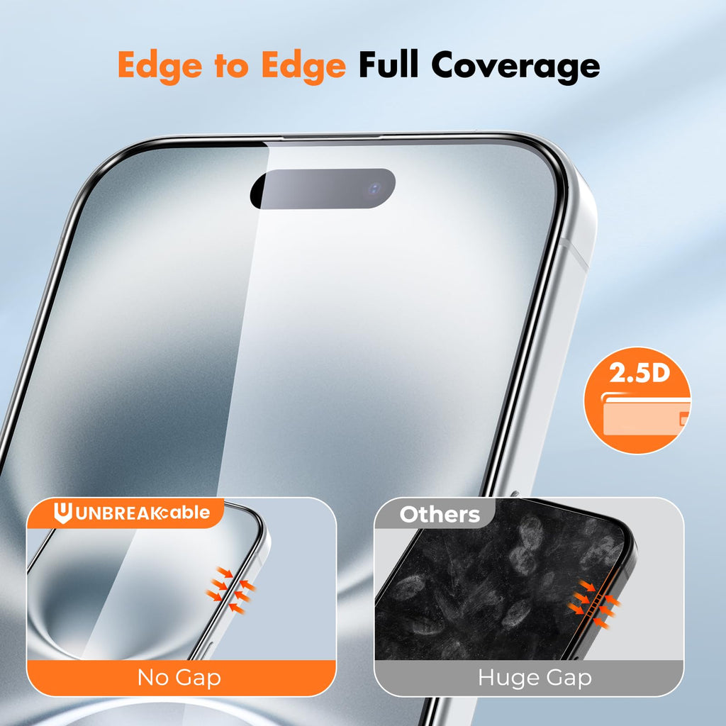UNBREAKcable 3-Pack Screen Protector for iPhone 16 Pro Max, Full Coverage