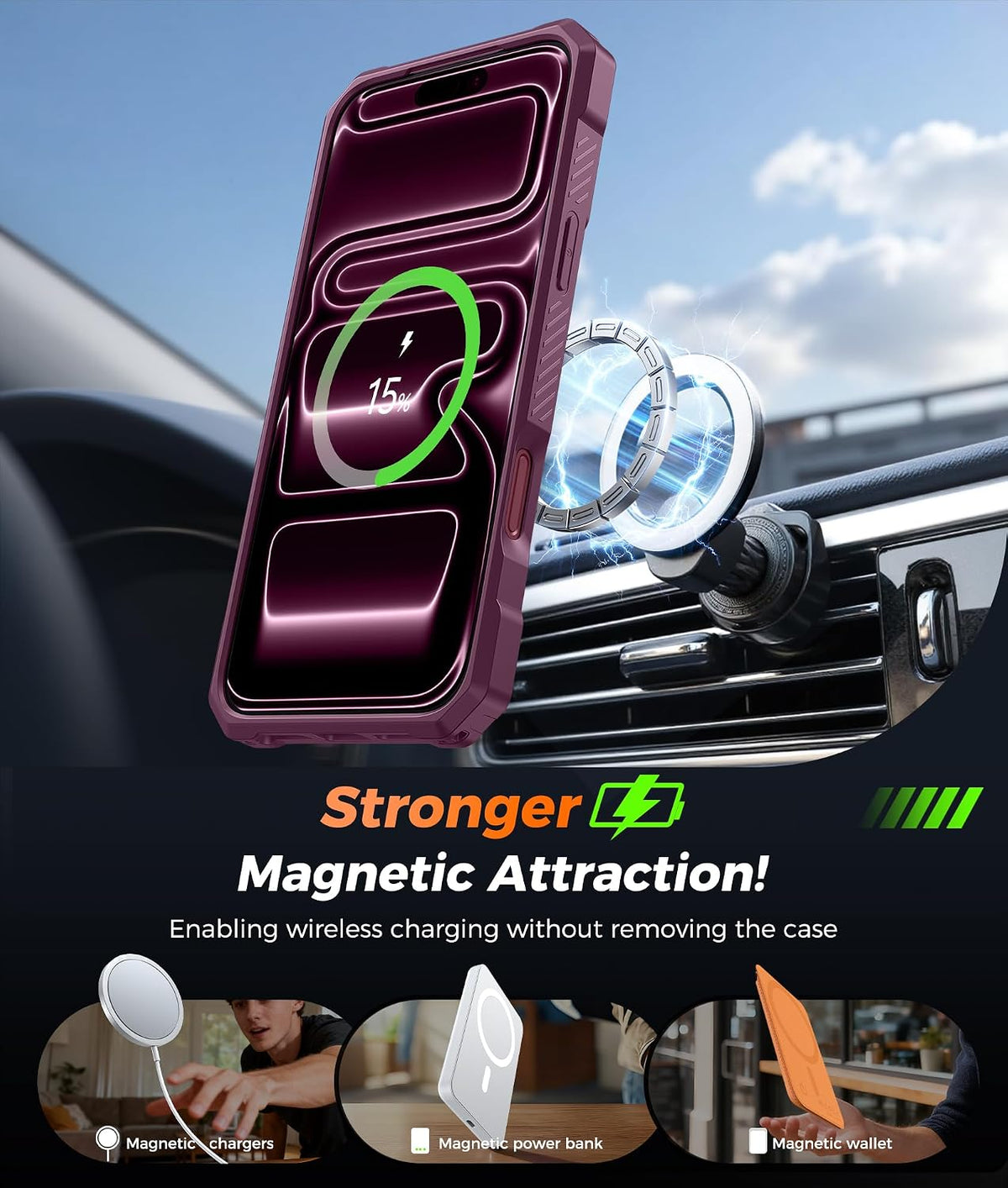 FNTCASE for Motorola Razr 2026/2025 Case with 360 Spin Magnetic Kickstand