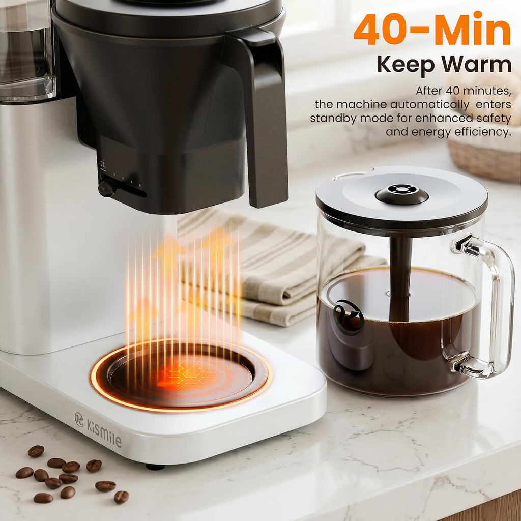 Kismile SCA Certified 8-Cup Coffee Maker, 6-Min Quick Brew, Hot & Cold Brew Coffee Machine, Adjustable Flow Control, Magnetic Anti-Drip, Keep Warm, DIY Manual Mode, Dishwasher Safe, Olive Green